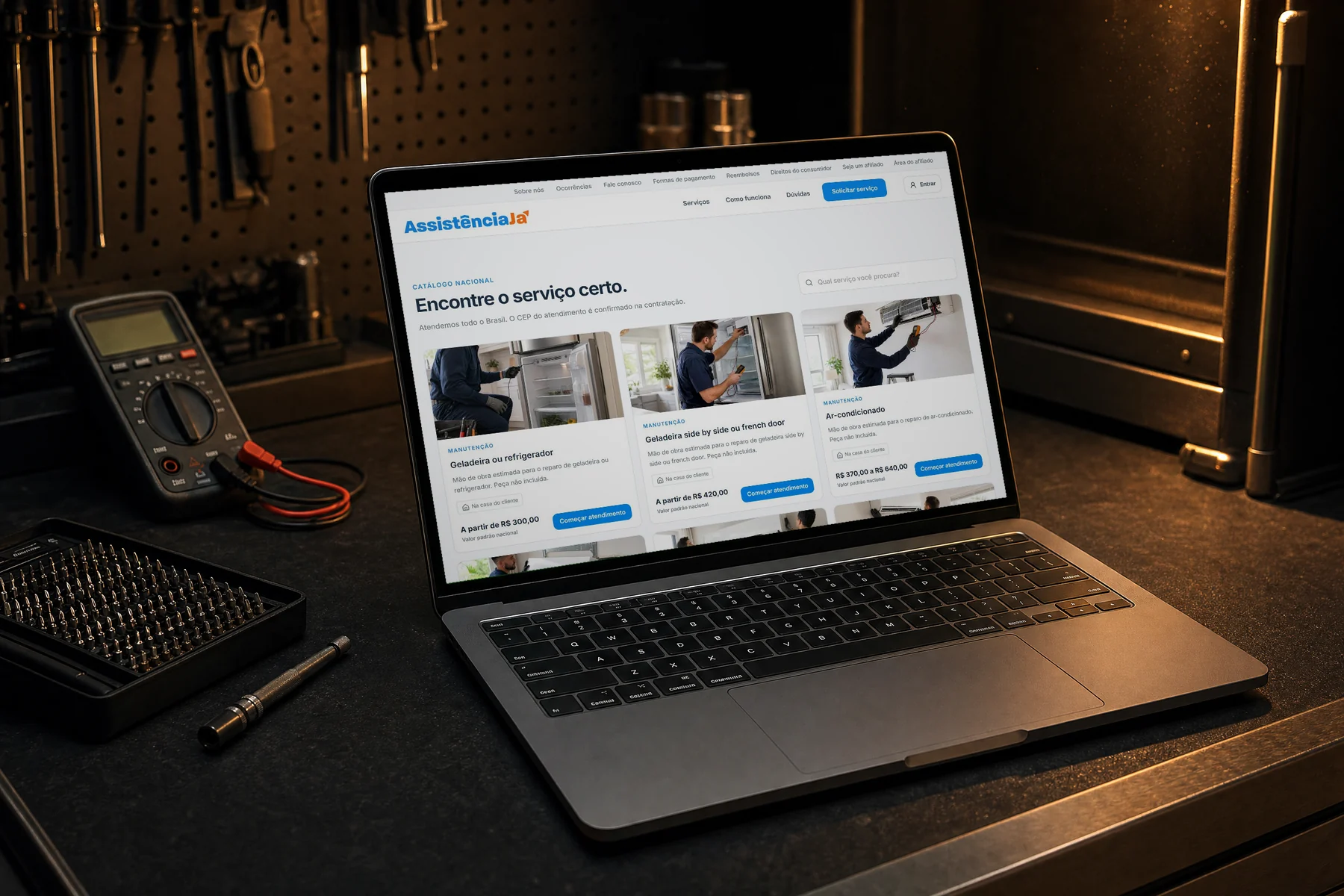 Catálogo de serviços da AssistênciaJá aberto em um notebook